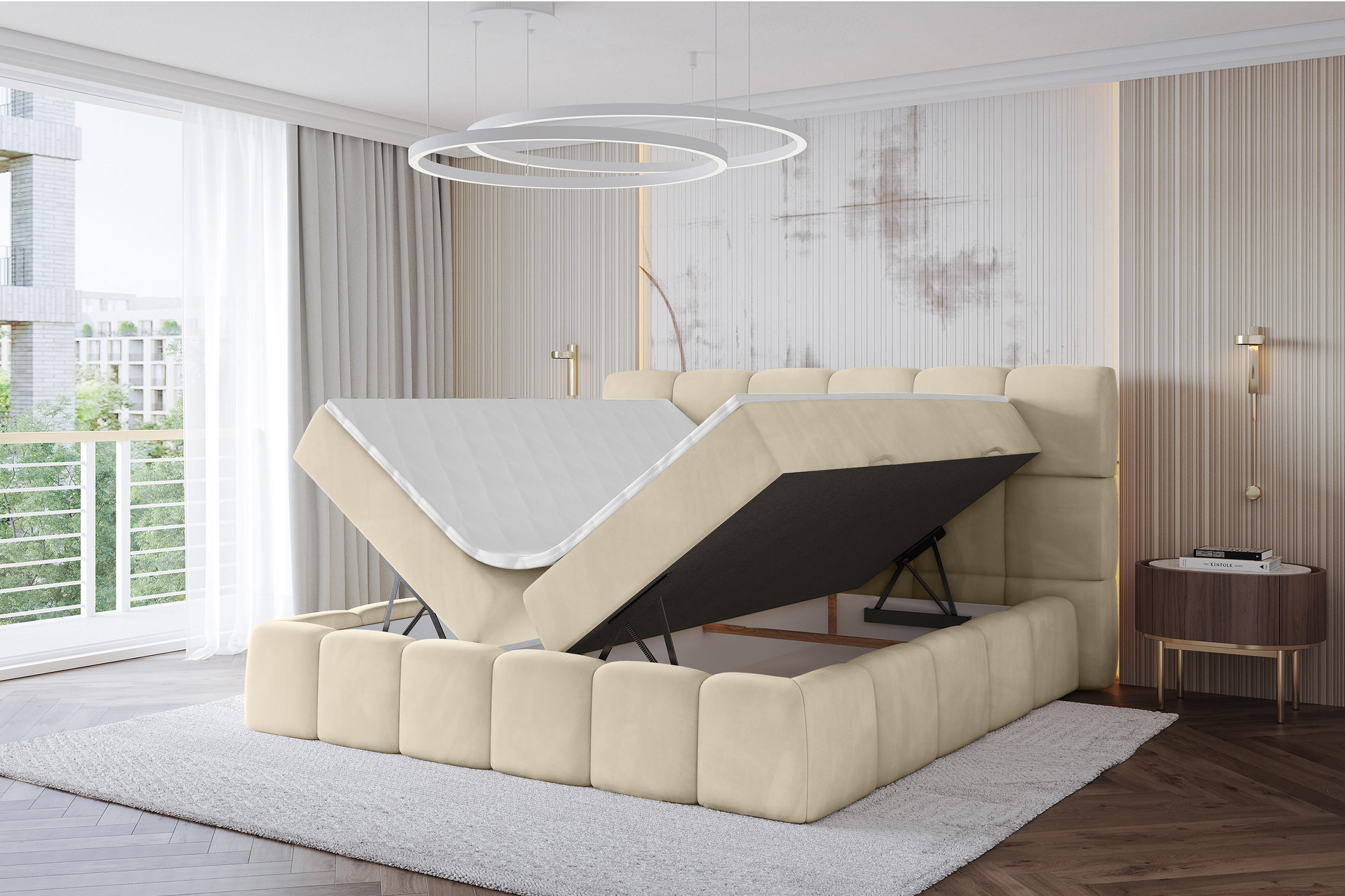 Thumbnail - Altdecor Boxbett, Sahara, Holzwerkstoff, H3, Höhe ca. 20 cm, 200x200 cm, Schlafzimmer, Betten, Boxspringbetten