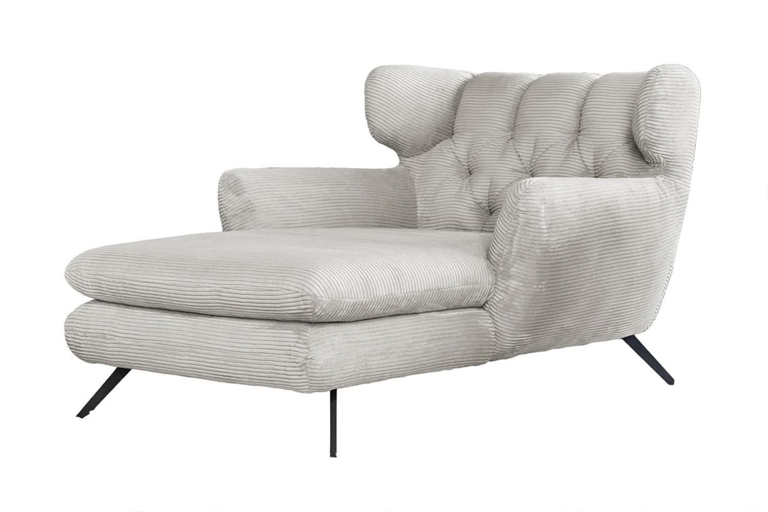LONGSEAT CHAMRE Hellgrau - Hellgrau/Schwarz, Textil/Metall (130/95/160cm) - KAWOLA