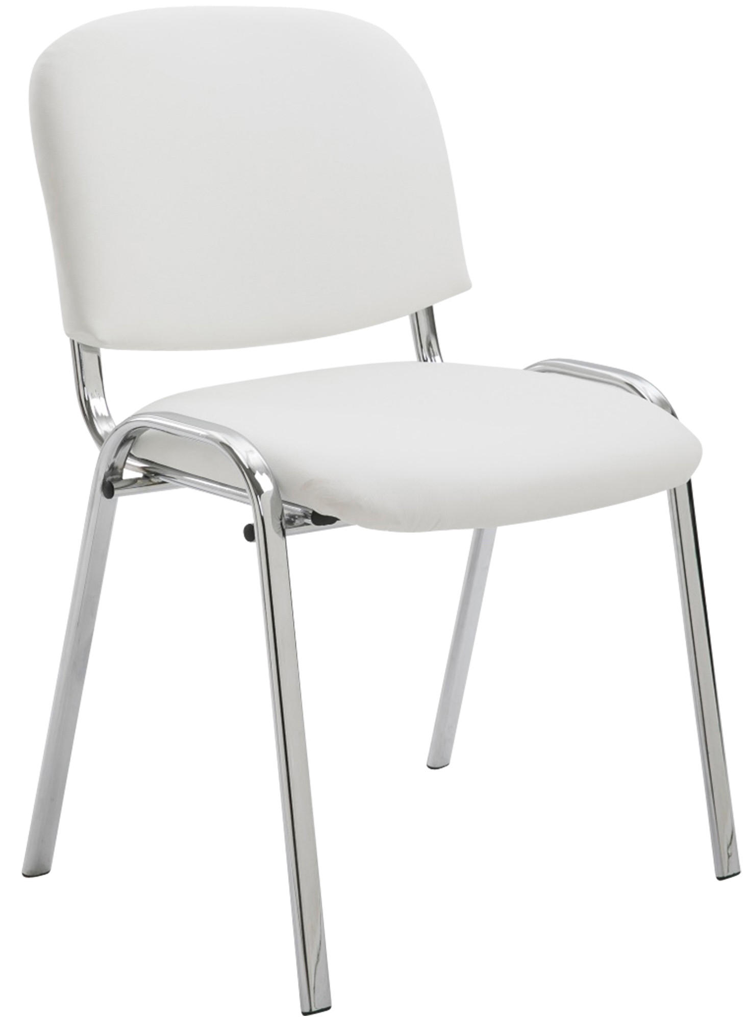 BESUCHERSTUHL Lederlook weiß - Chromfarben/Weiß, Textil/Metall (54/79/48cm) - CLP