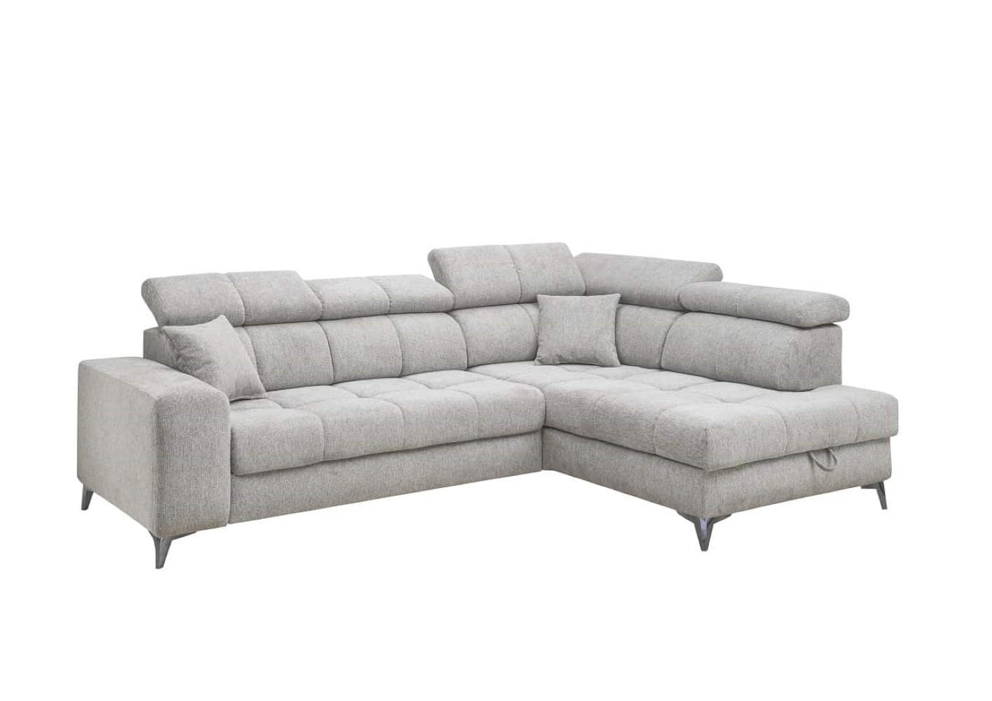 ECKSOFA mit Schlaffunktion und Bettkasten, Luxus-Mikrofaser - Taupe/Schwarz, Textil/Metall (198/282cm) - ed exciting design