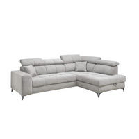 ECKSOFA mit Schlaffunktion und Bettkasten, Luxus-Mikrofaser - Taupe/Schwarz, Textil/Metall (198/282cm) - ed exciting design