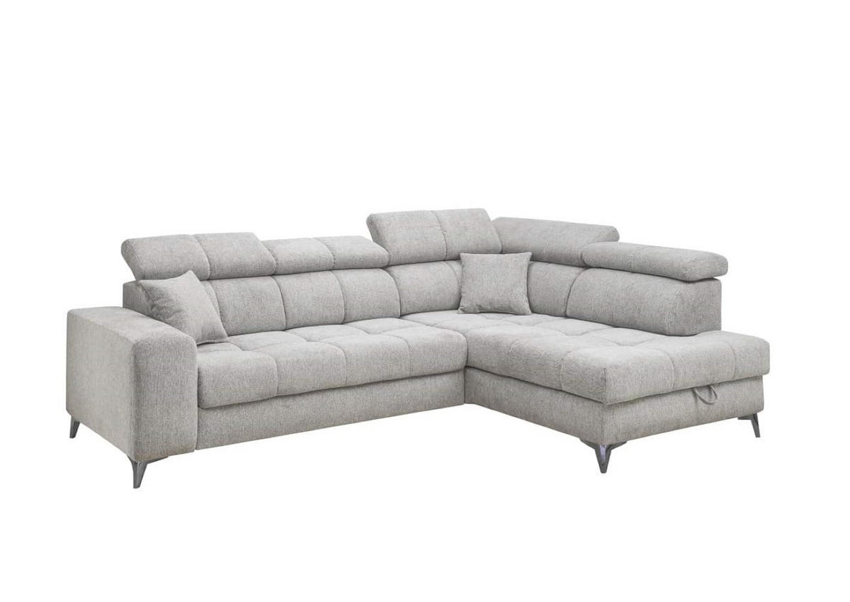 ECKSOFA mit Schlaffunktion und Bettkasten, Luxus-Mikrofaser - Taupe/Schwarz, Textil/Metall (198/282cm) - ed exciting design