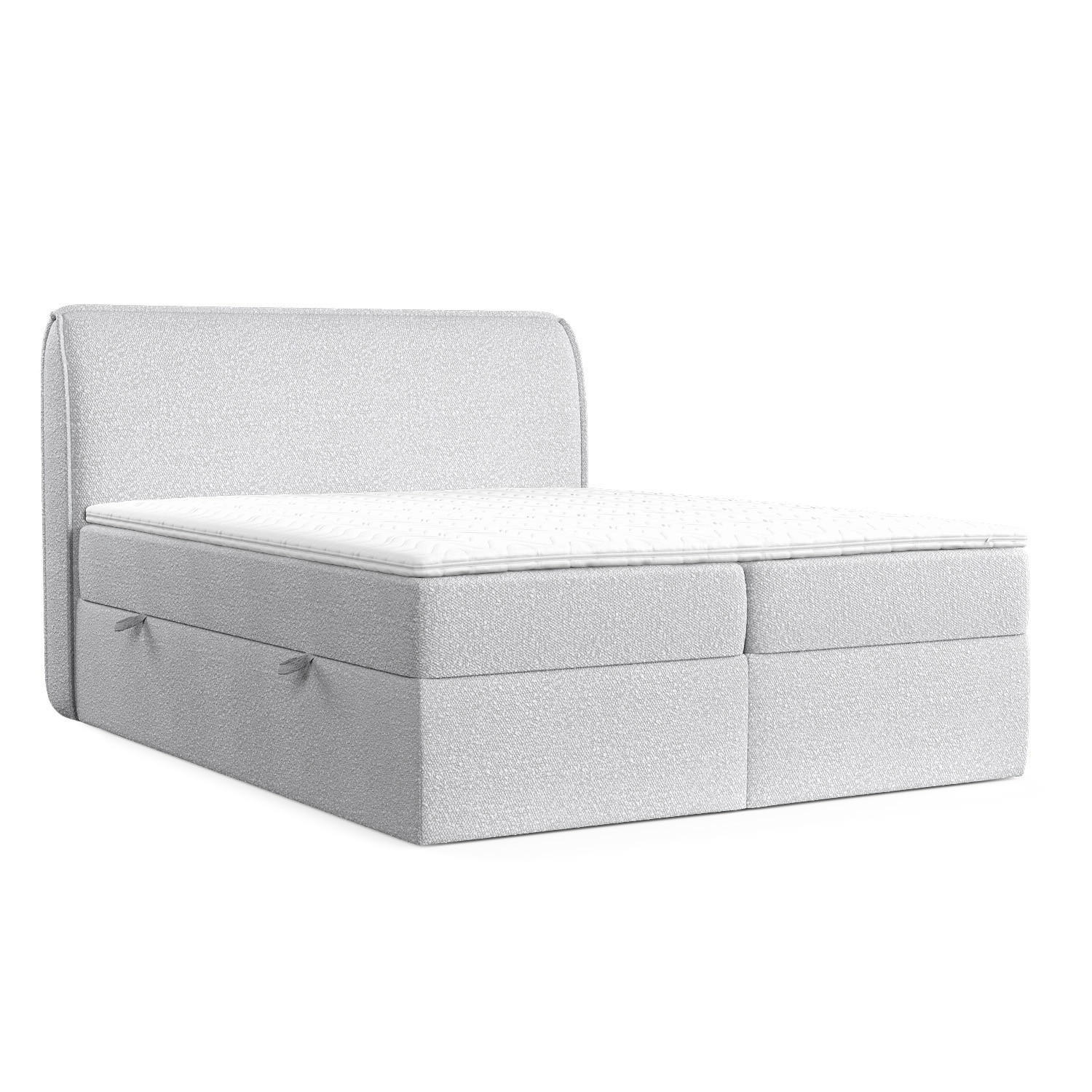 BOXBETT Organic Hellgrau 160/200 cm mit Bonellmatratze und Topper - Hellgrau/Schwarz, Holz/Holzwerkstoff (160/200cm) - Maison de Reve