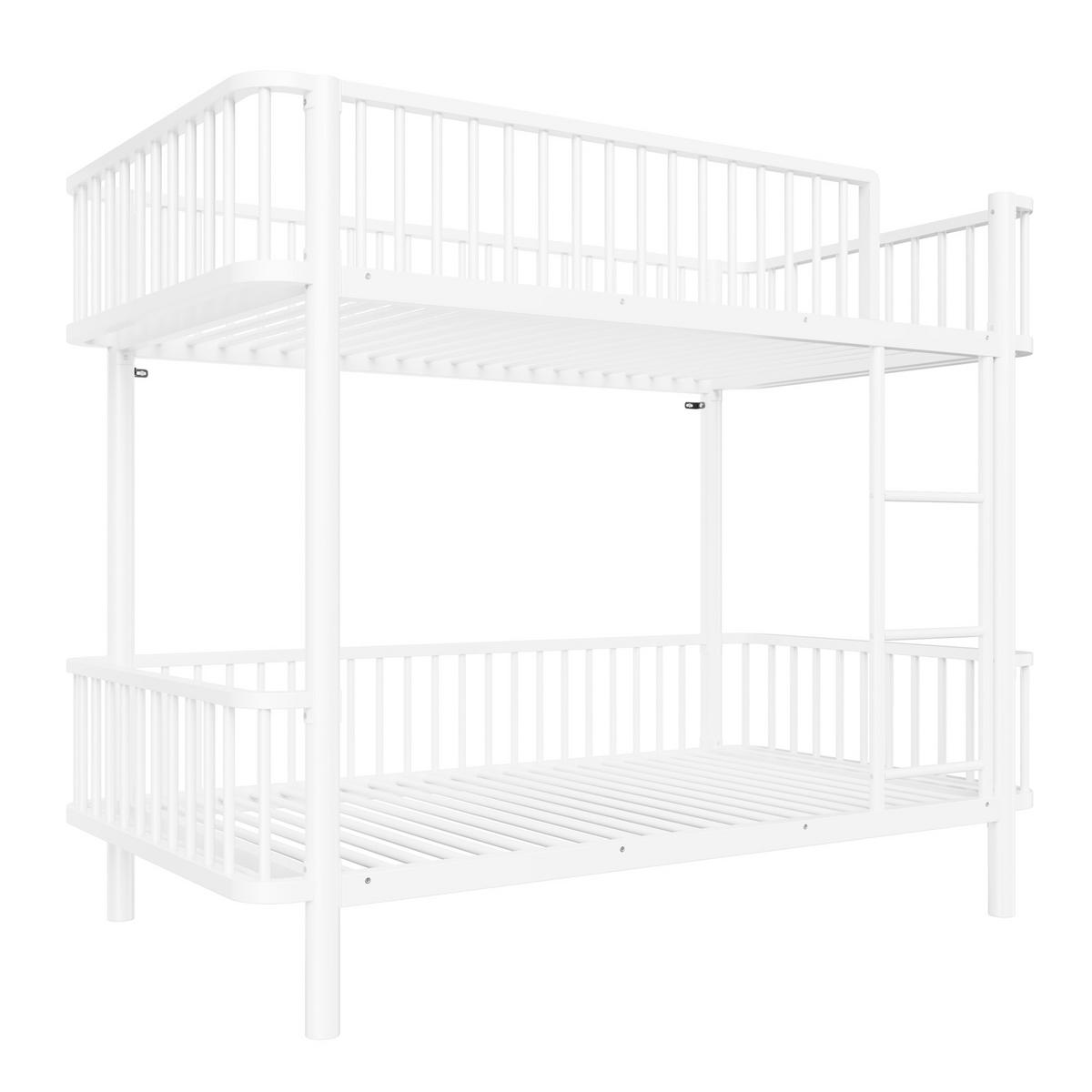 METALL-ETAGENBETT 90*200 mit Schutzgitter, Schwarz-Weiß - Weiß, Metall (90/200cm) - FLIEKS