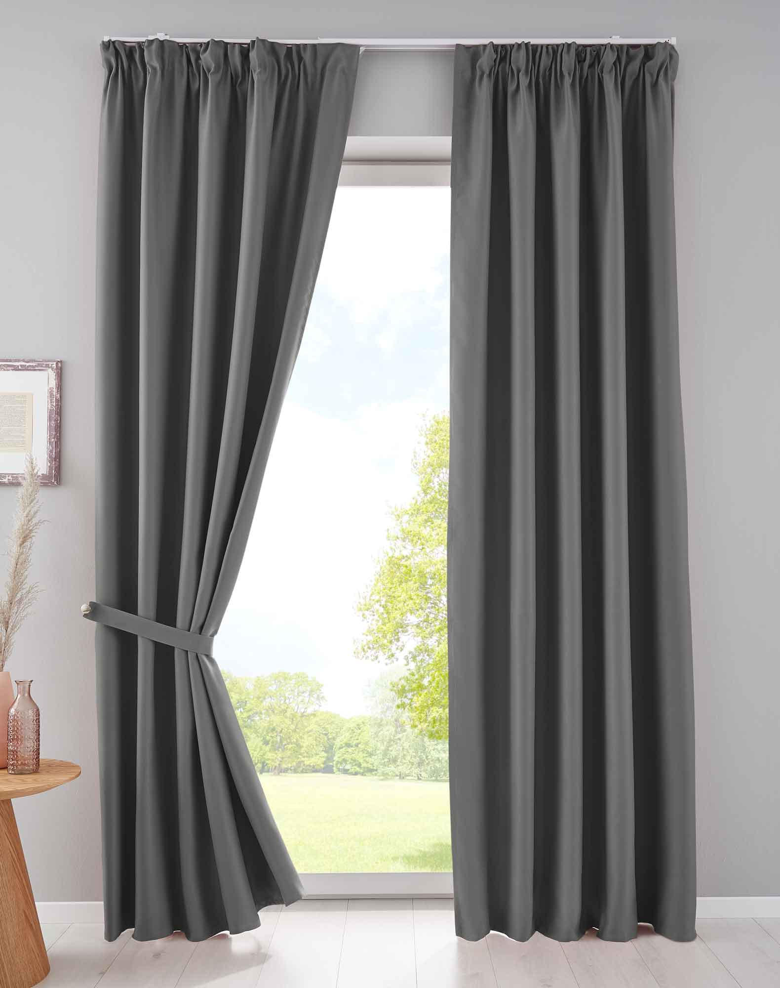 VORHANG 2ER SET NEWYORK HxB 225x295 cm Dunkelgrau - Dunkelgrau, Textil (295/225cm) - Gardinenbox