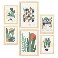 POSTER Set Mit 6 Minimalistischen In Pastellfarben Wüstenpflanzen Drucke Von Landschaften Und Natur Für A3 & A4 Rahmen Aus Hellem Holz - Beige, Papier (29/3cm) - Nacnic