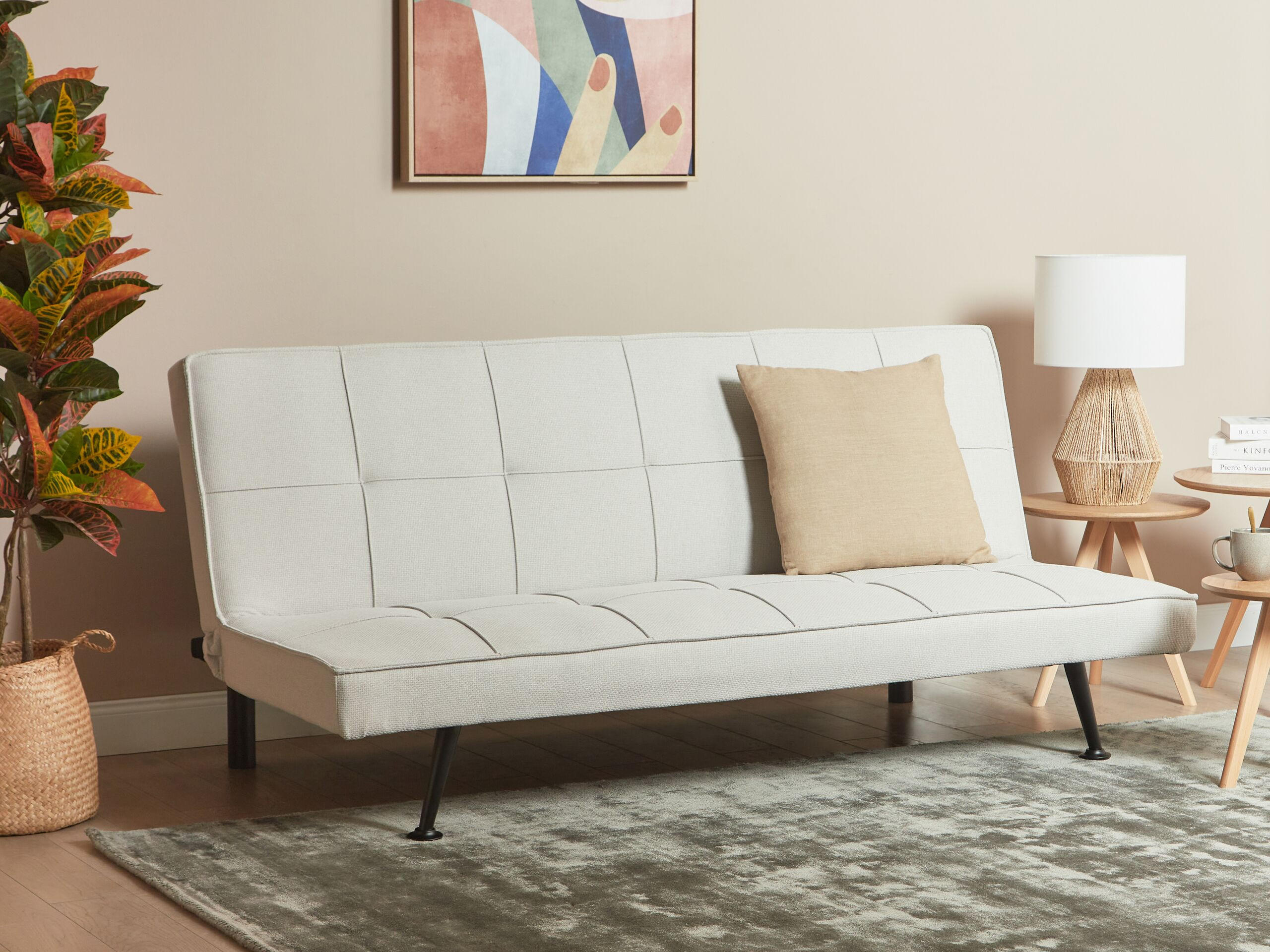 3-SITZER-SCHLAFSOFA hellbeige Hasle - Beige/Schwarz, Textil (168/77/88cm) - Beliani