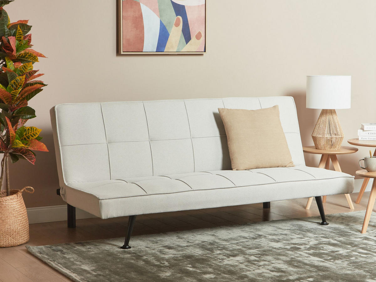 3-SITZER-SCHLAFSOFA hellbeige Hasle - Beige/Schwarz, Textil (168/77/88cm) - Beliani