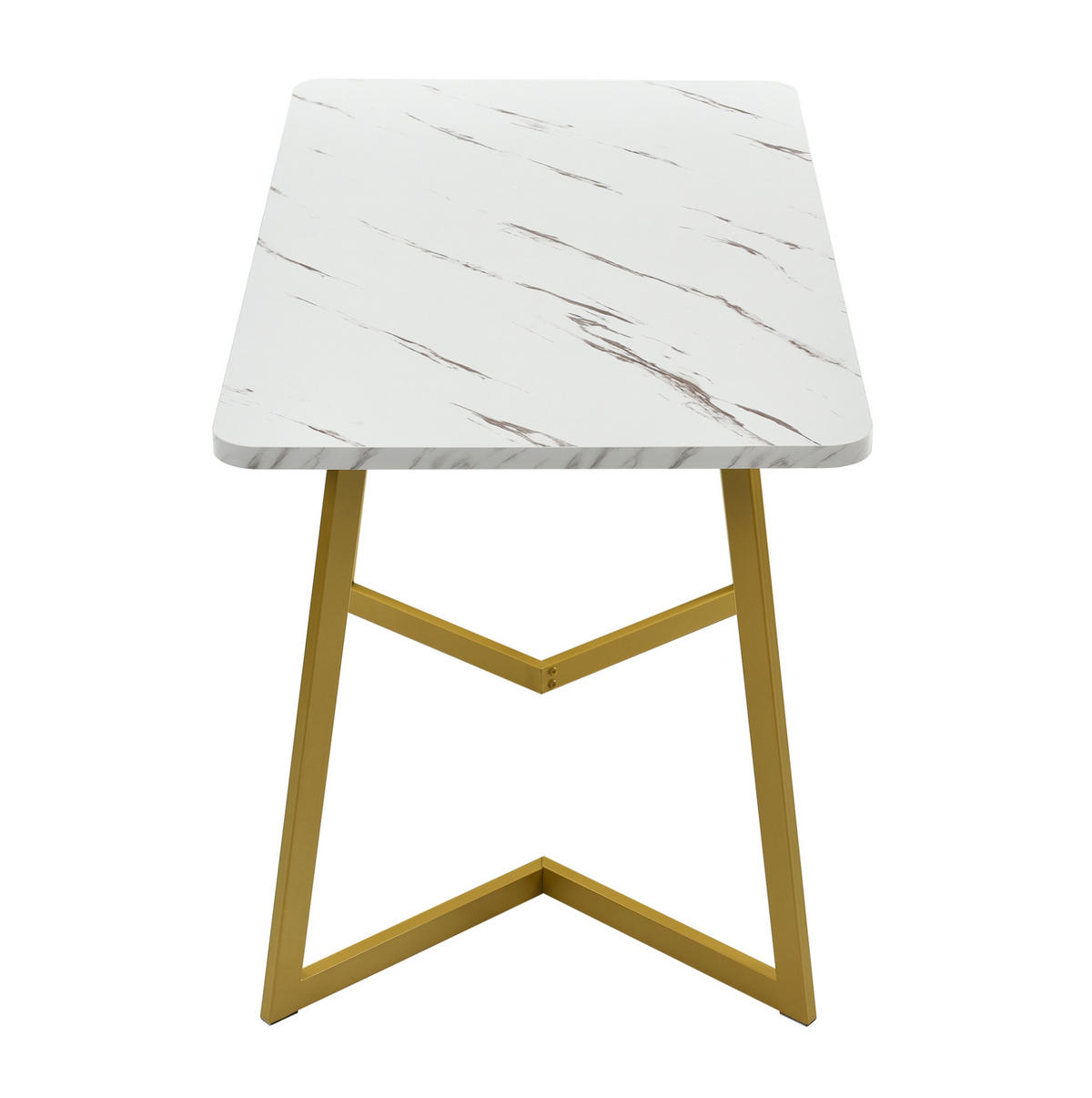 ESSTISCH mit Metallgestell 117/68/75 cm in Marmoroptik Weiß/Gold - Weiß, Holzwerkstoff (117/68/75cm) - BEAOK