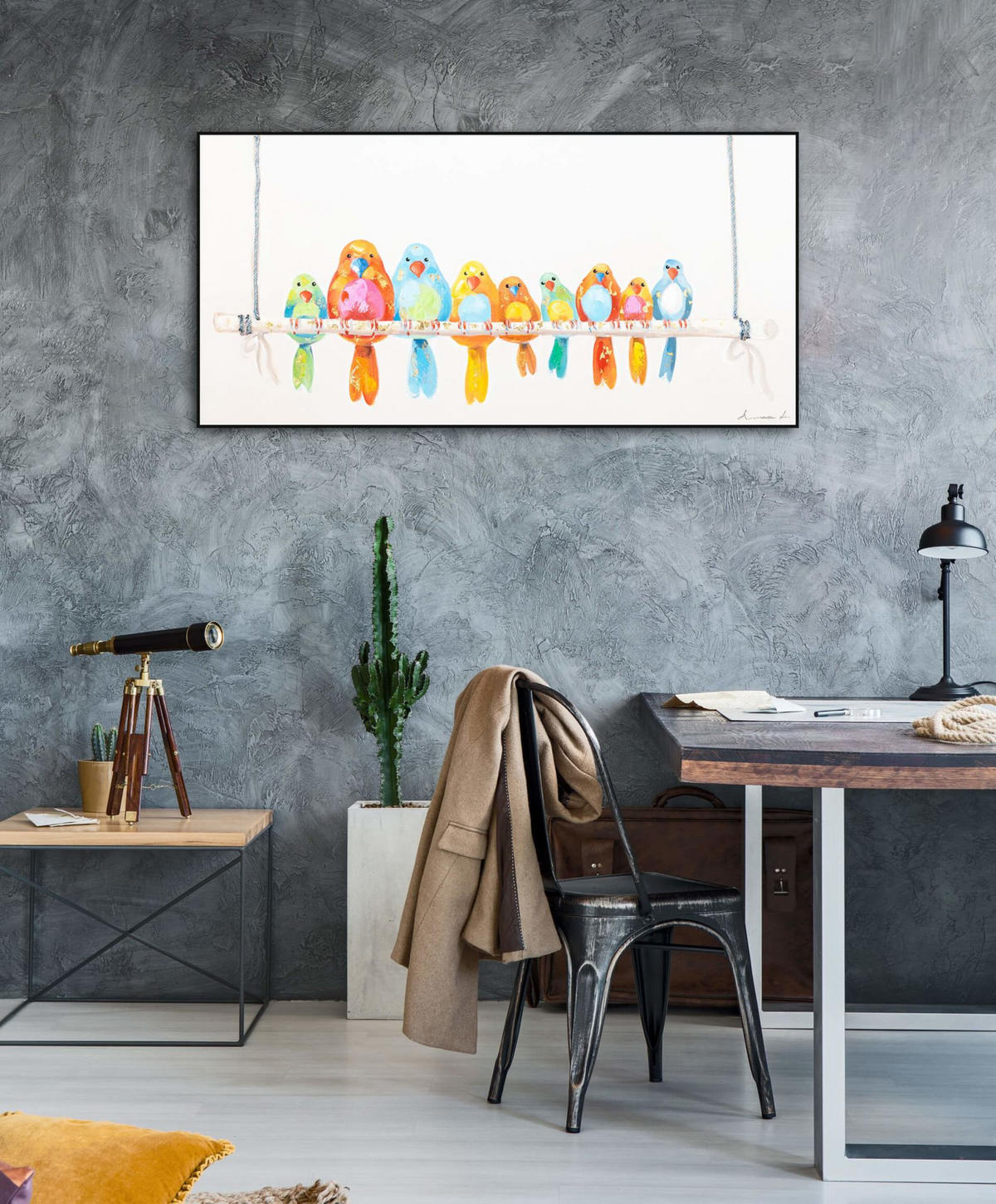 RUČNE MAĽOVANÝ AKRYLOVÝ OBRAZ 120/60 cm, viacfarebný, abstraktný geometrický motív - viacfarebná, drevo/textil (120/60cm) - KUNSTLOFT