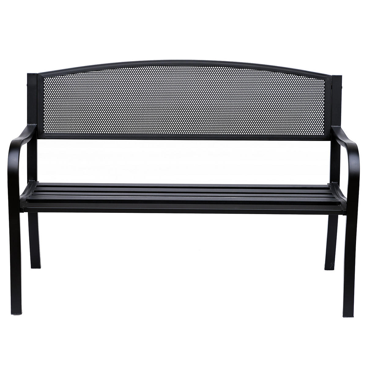 GARTENBANK 2-Sitzer DE-08309 mit Gittermuster, Stahl Schwarz - Schwarz, Metall (127/87/60cm) - ComfortXL