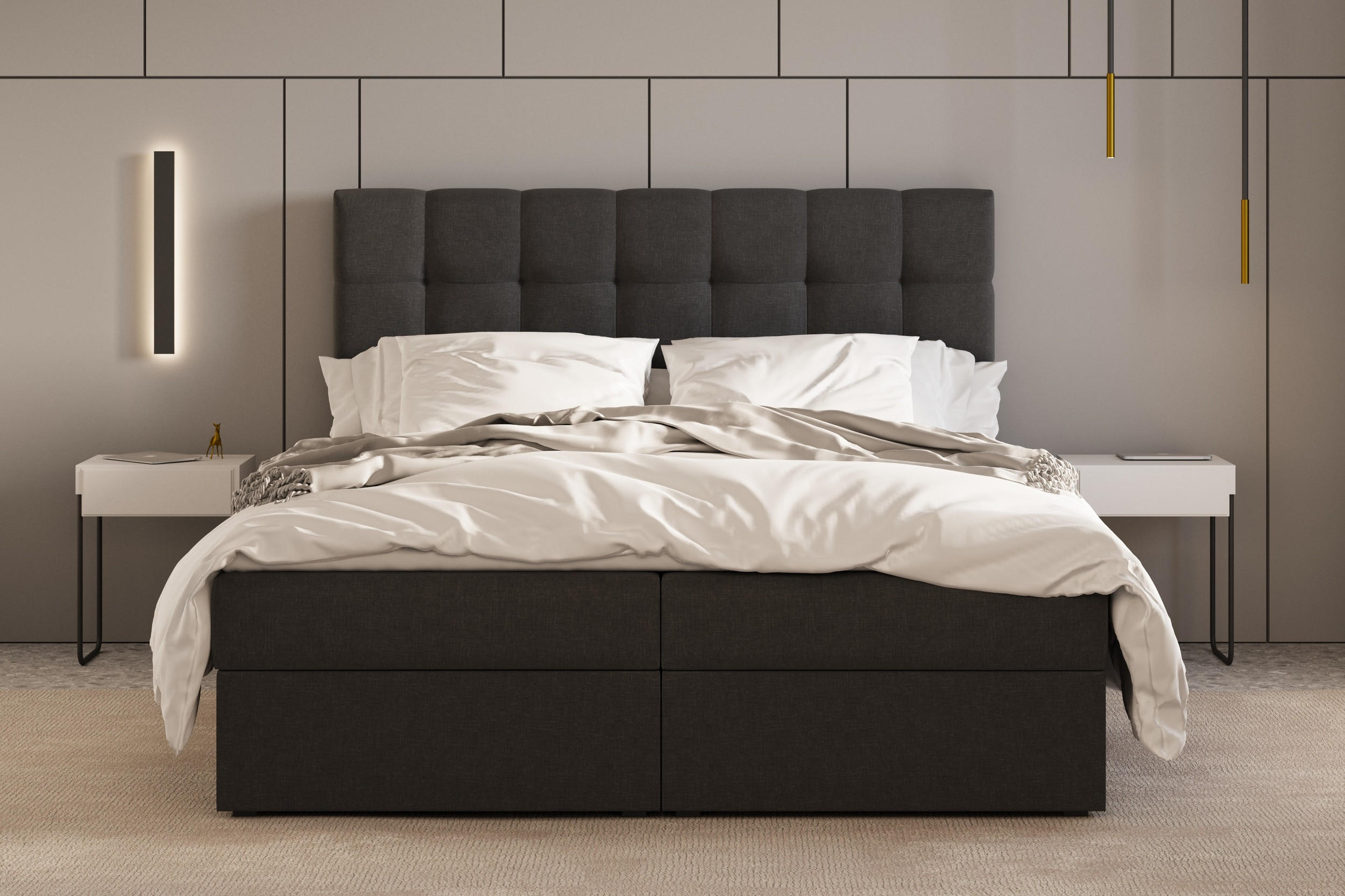 Thumbnail - Möblo Bett, Schwarz, Holz, Rechteckig, 180x200 cm, Schlafzimmer, Betten, Boxspringbetten