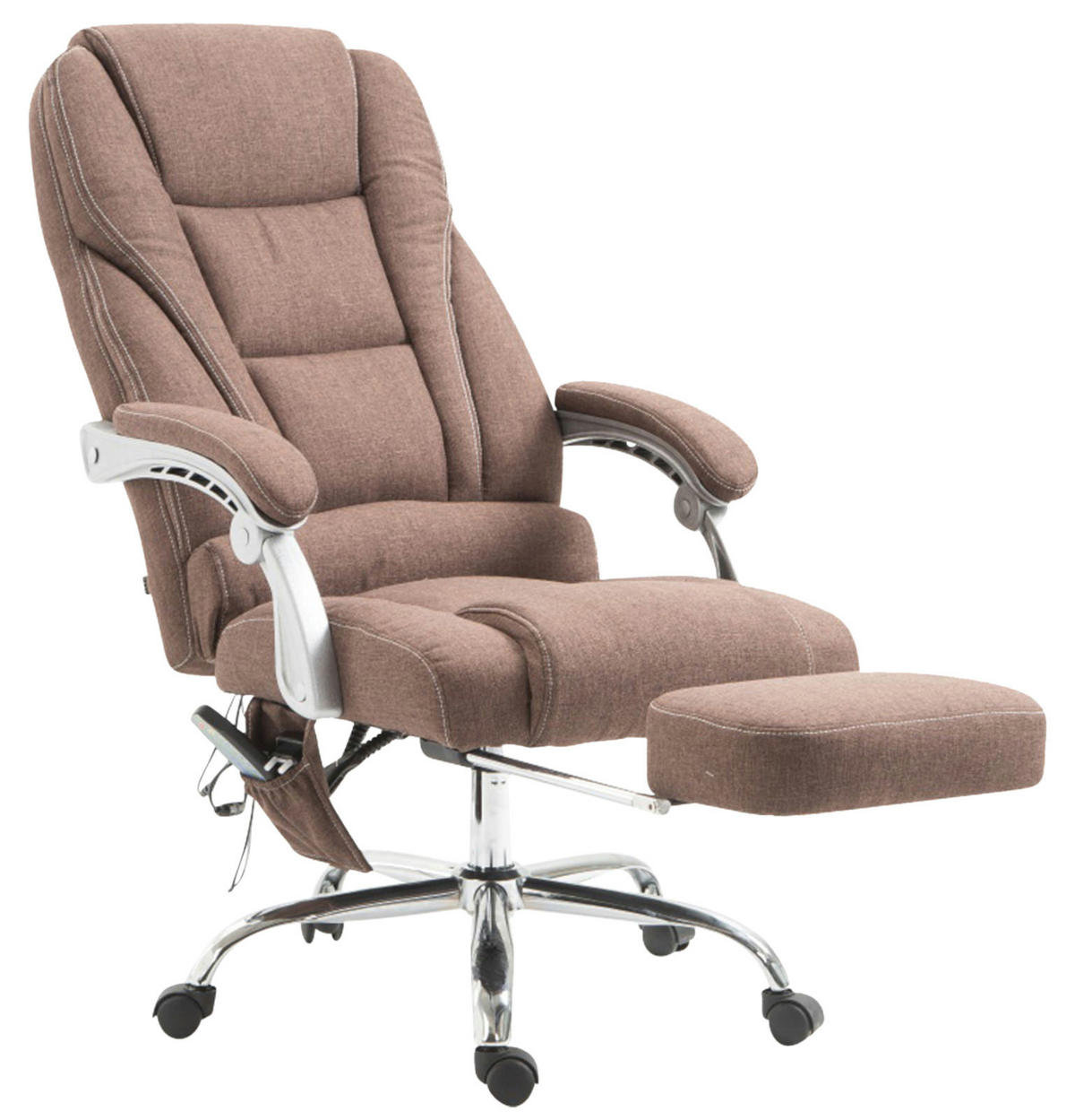 CHEFSESSEL Stoff braun - Chromfarben/Braun, Textil/Metall (68/118/64cm) - CLP