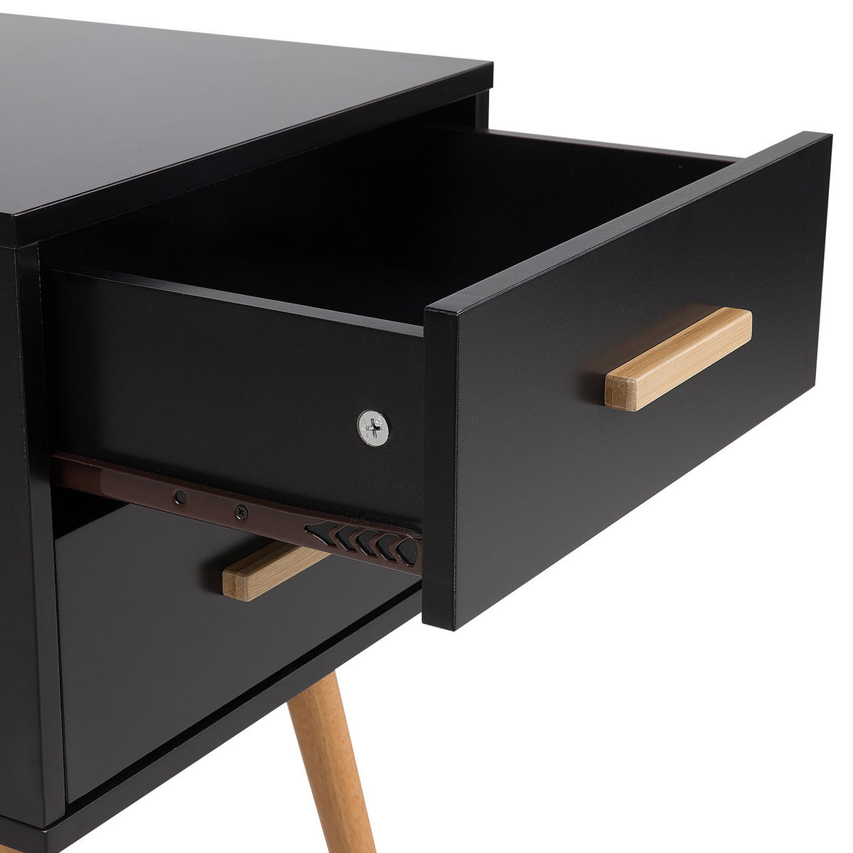 NACHTTISCH schwarz 2 Schubladen Alabama - Hellbraun/Schwarz, Holzwerkstoff (40/62/40cm) - Beliani