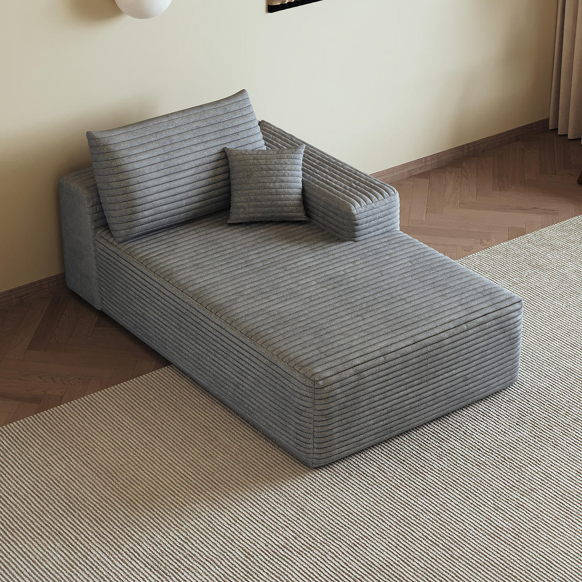 RÉCAMIERE DE-34752 rechte Chaiselongue Grau - Grau, Textil (95/83/175cm) - ComfortXL