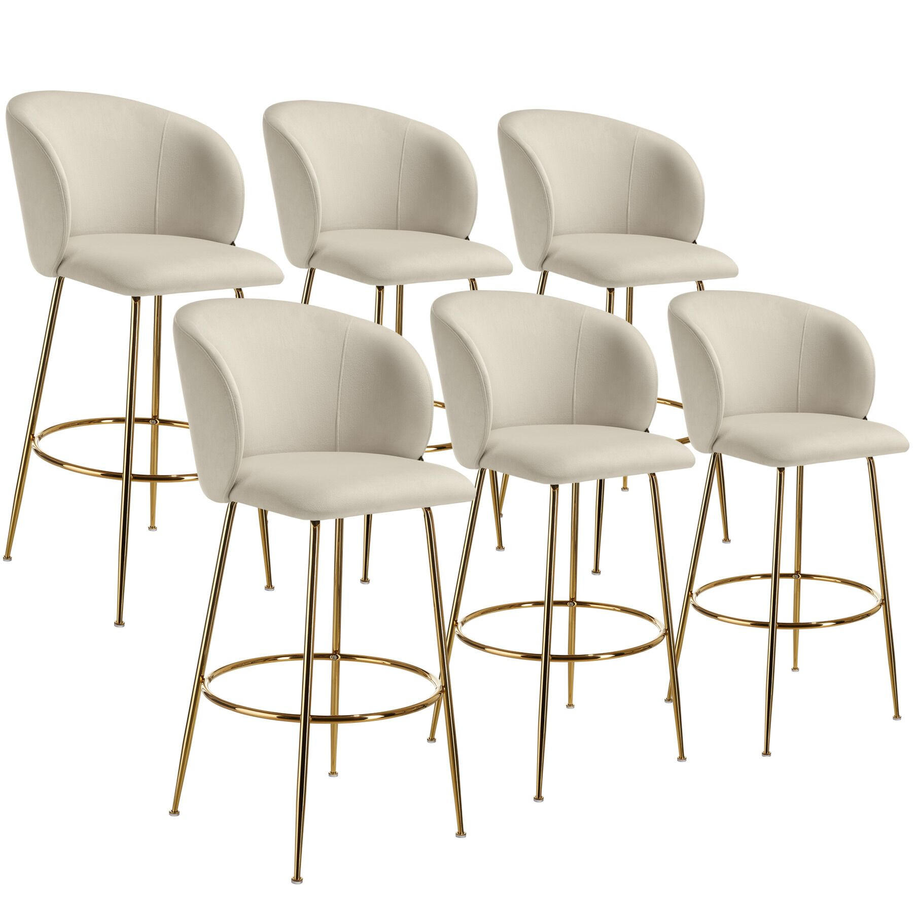 BARSTUHL Luana,51 x 60 x 106 cm, Belastbarkeit 120 kg,creme/gold - Goldfarben/Creme, Kunststoff/Textil (51/106/60cm) - tectake