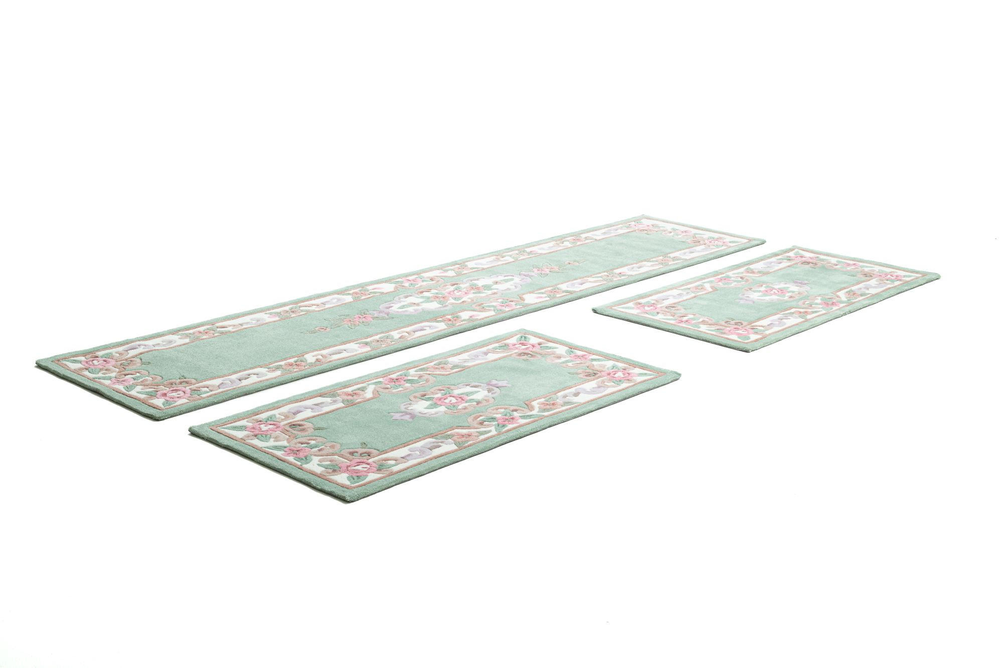 HANDTUFTTEPPICH Ming Bettumrandung 70x600 cm - Grün, Textil (70/600cm) - THEKO