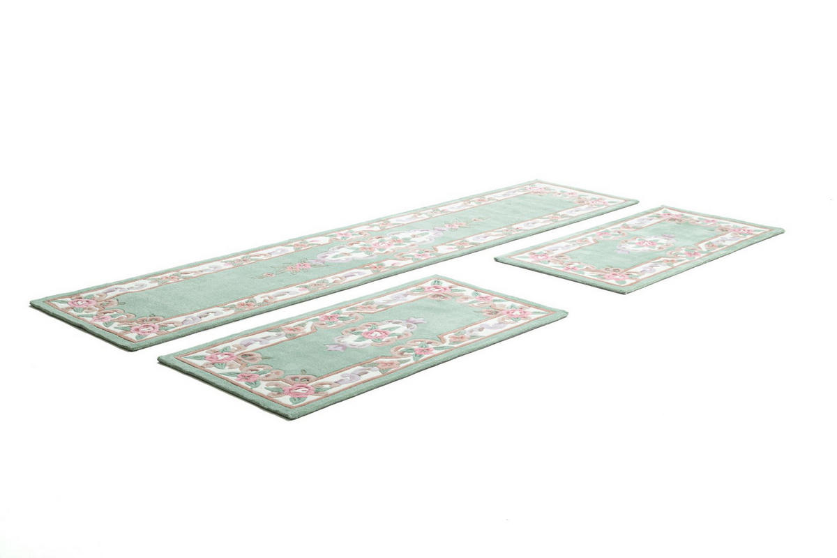 HANDTUFTTEPPICH Ming Bettumrandung 70x600 cm - Grün, Textil (70/600cm) - THEKO