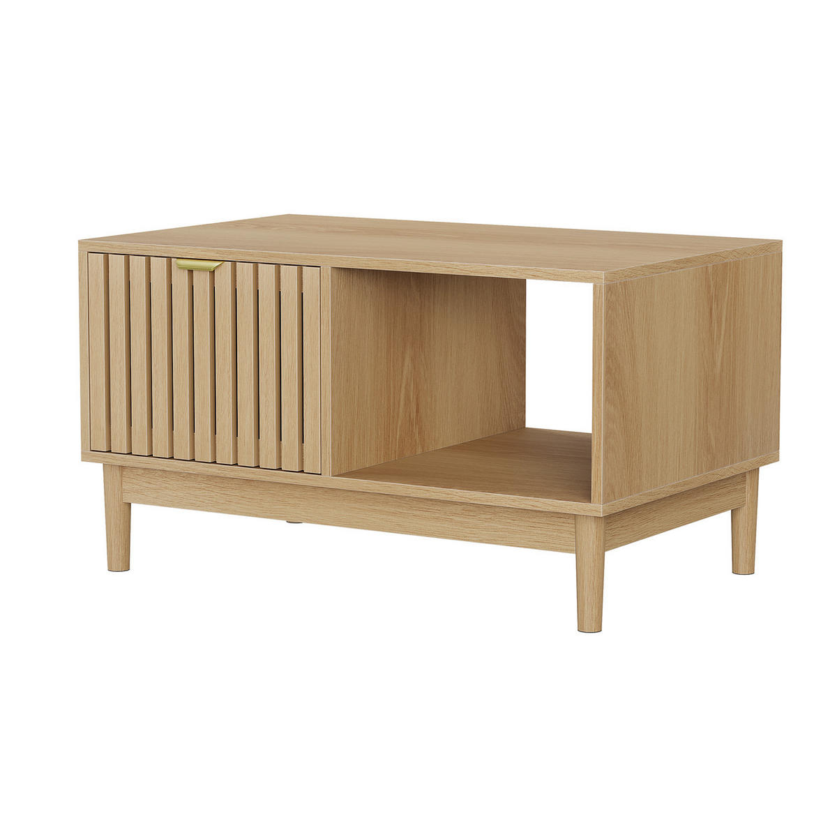 COUCHTISCH 80 cm Schublade Eiche Massivholz - Naturfarben, Holz (80/50/45cm) - Kaket
