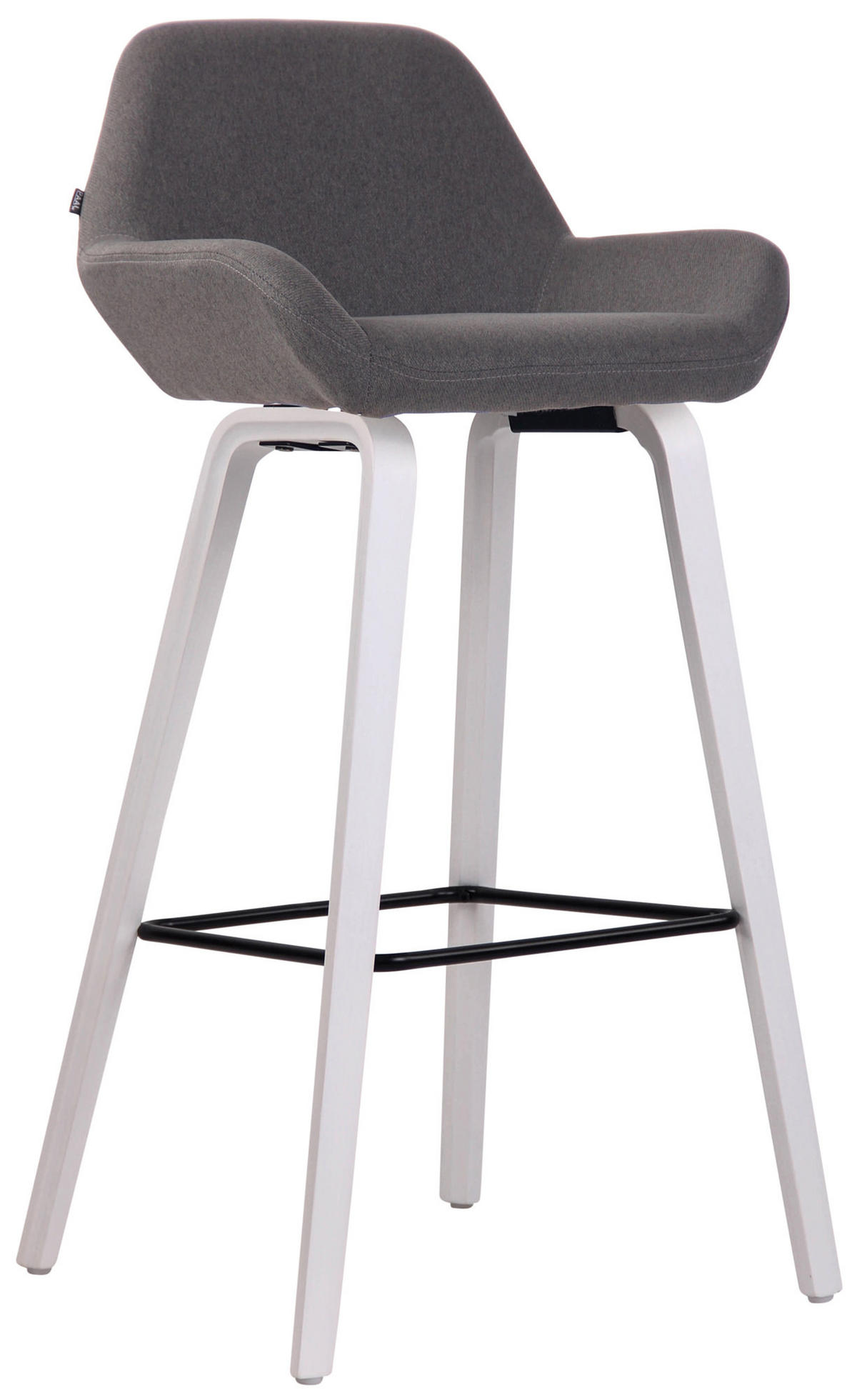 BARHOCKER Stoff dunkelgrau - Dunkelgrau/Weiß, Holz/Textil (52/103/51cm) - CLP