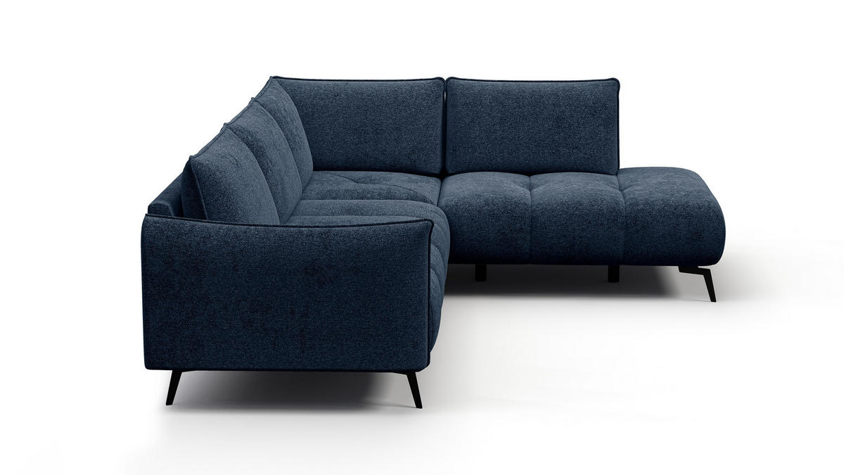 ECKSOFA AERA 5-Sitzer rechts, dunkelblau - Schwarz/Dunkelblau, Holz/Textil (268/206cm) - Wozimo