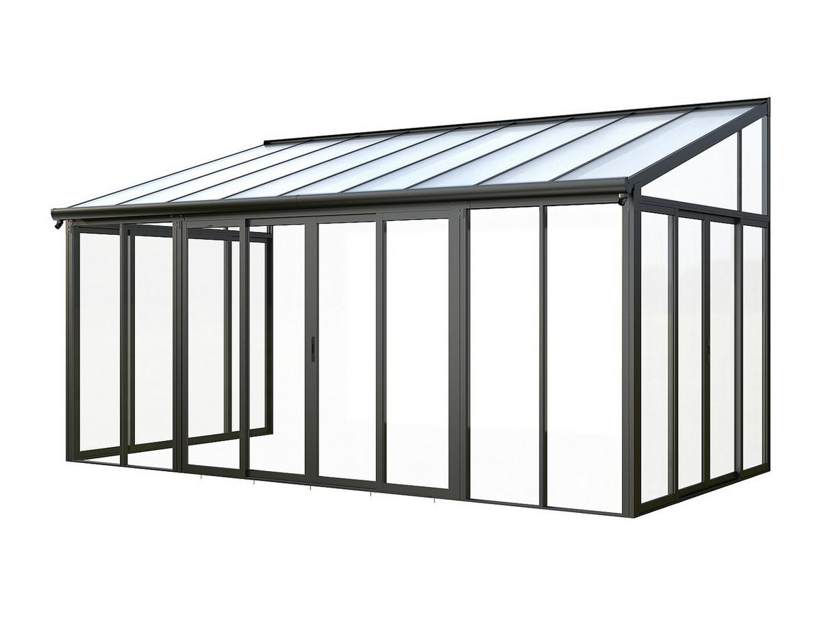SELBSTTRAGENDE Pergola - 546cm x 277cm - Polycarbonat - anthrazitgrau - MATHILDA - Anthrazit, Kunststoff (546/224/277cm) - Vente-Unique