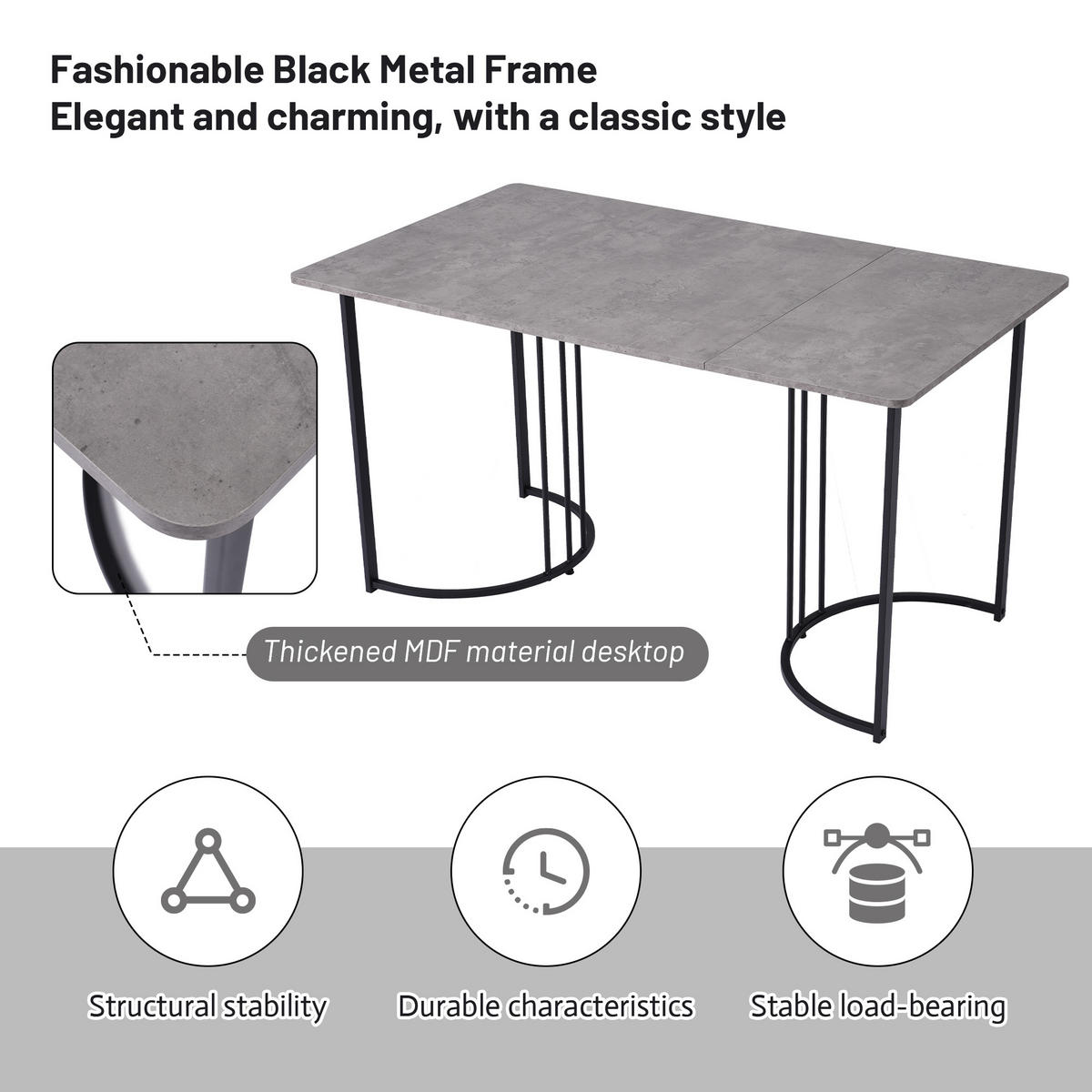 ESSGRUPPE Esstisch 4 Stühle MDF Grau Dunkelgrau 140x80cm - Grau, Holzwerkstoff (140/75/80cm) - FLIEKS