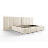 BETT mit Bettkasten und Doppelkopfteil Kelp aus Samt leichtes beige 200x200cm - Beige, Textil (200/200cm) - Micadoni