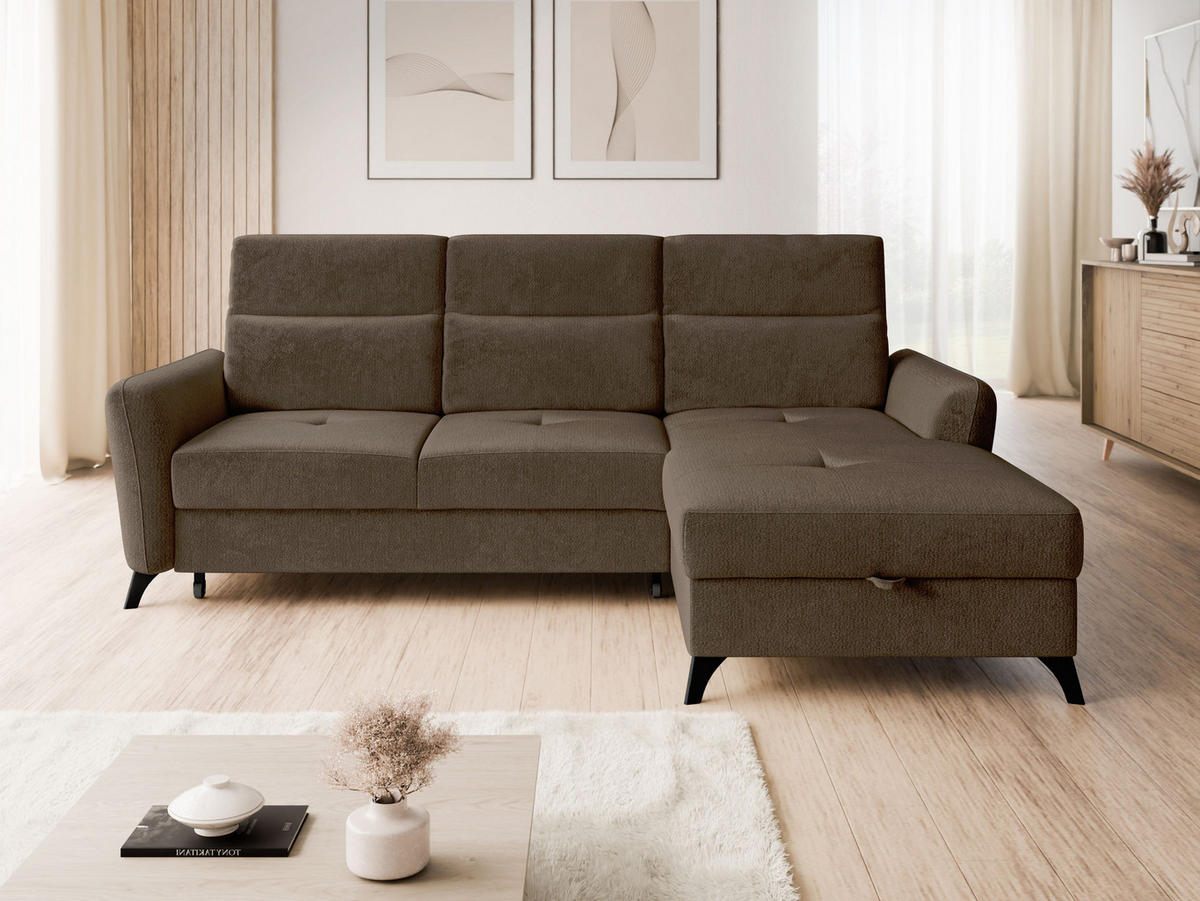 ECKSOFA Talia, Seite: Rechts 2R-LC - Schwarz/Braun, Holz/Kunststoff (238/167cm) - MIRJAN24