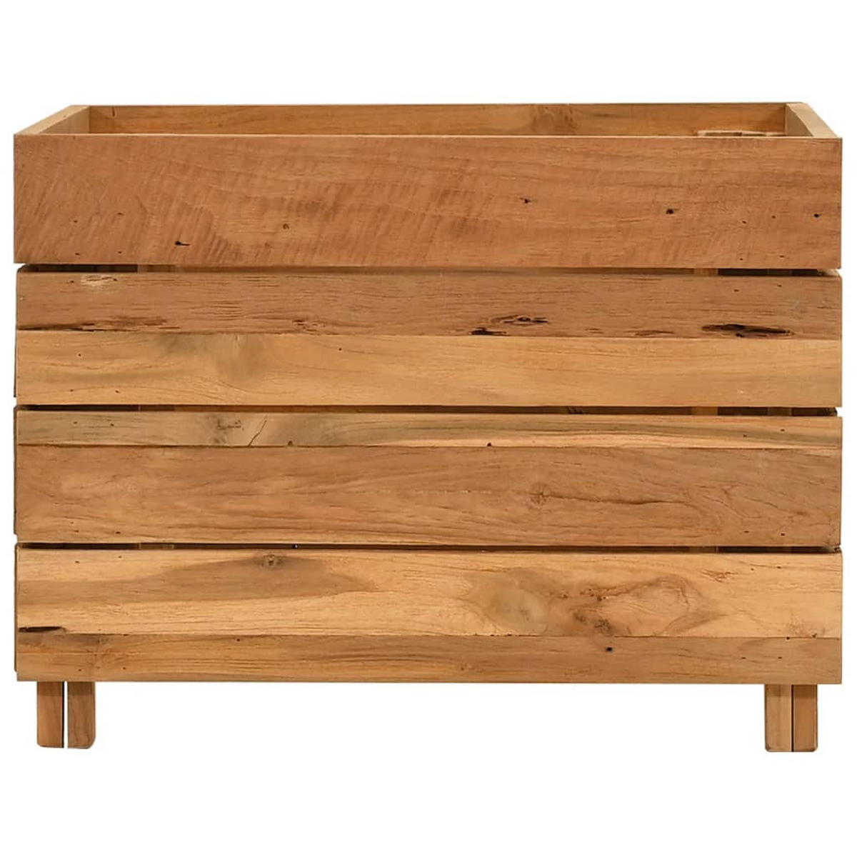 HOCHBEET 50x40x38 cm Teak Altholz und Stahl - Braun, Holz (50/38/40cm)