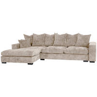 ECKSOFA Dahlia mit Schlaffunktion und Bettkasten in L-Form Links - Beige Chenille 285/92/155 cm - Beige/Schwarz, Kunststoff/Textil (285/155cm) - WFL GROUP