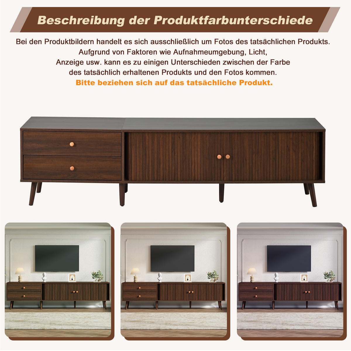 TV-LOWBOARD 180x40x46.5 cm Walnuss 2 Schubladen 2 Türen - Walnussfarben, Holzwerkstoff (40/46.5/180cm) - FLIEKS