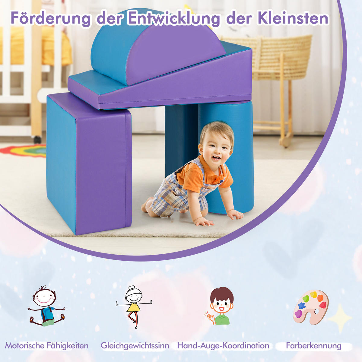 SCHAUMSTOFFBLOCK Lila (5-teilig) - Lila, Kunststoff (40/20/40cm) - COSTWAY