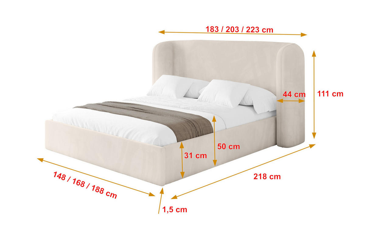 POLSTERBETT mit Bettkasten und Lattenrost, Boxbett ohne Matratze - ESTI 160x200 Beige - Greige, Holzwerkstoff/Textil (160/200cm) - ALTDECOR