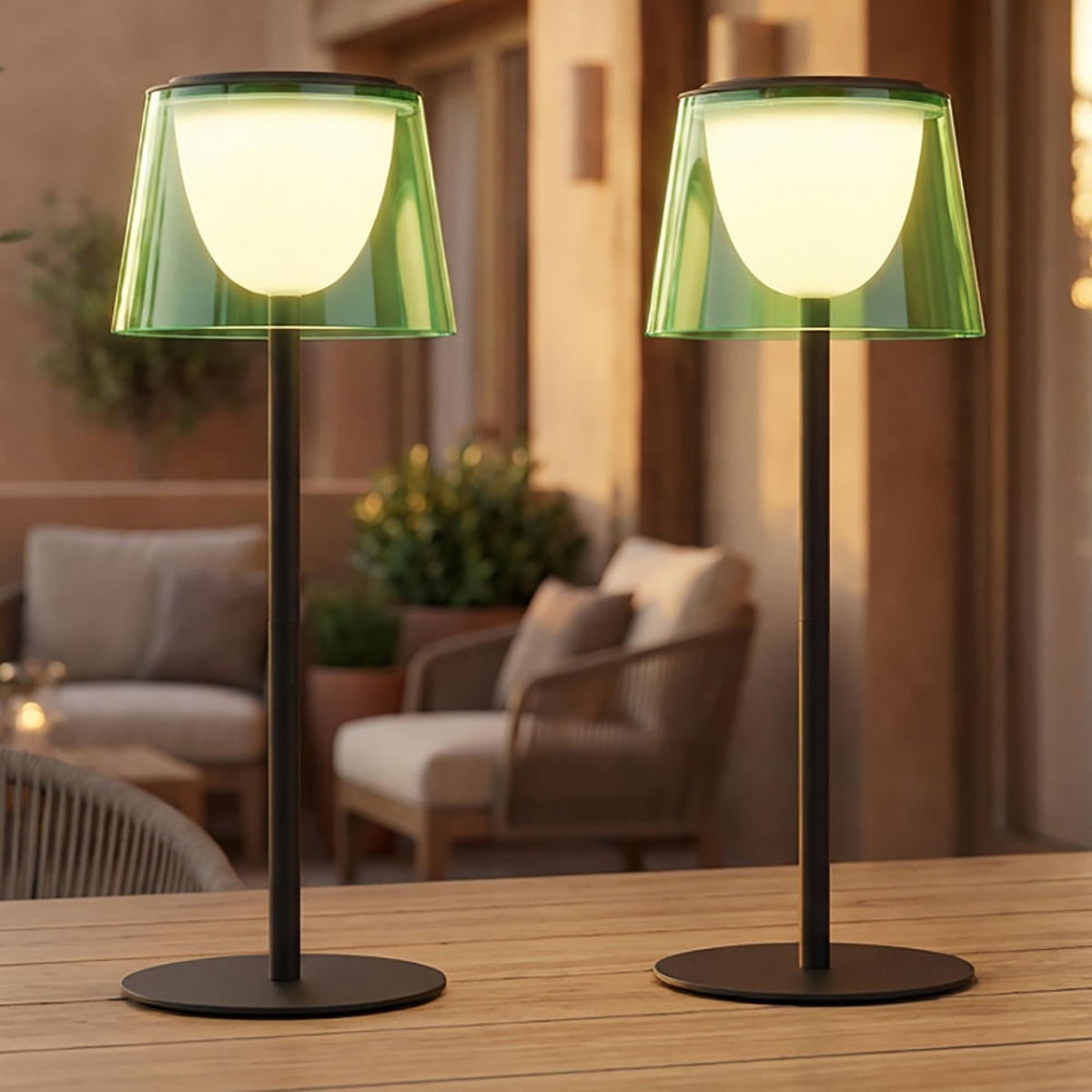 TISCHLEUCHTE MARIAM LED Grün, Akku, Touchdimmer, 2er Set - Grün, Metall (13/13/34cm) - Globo Lighting