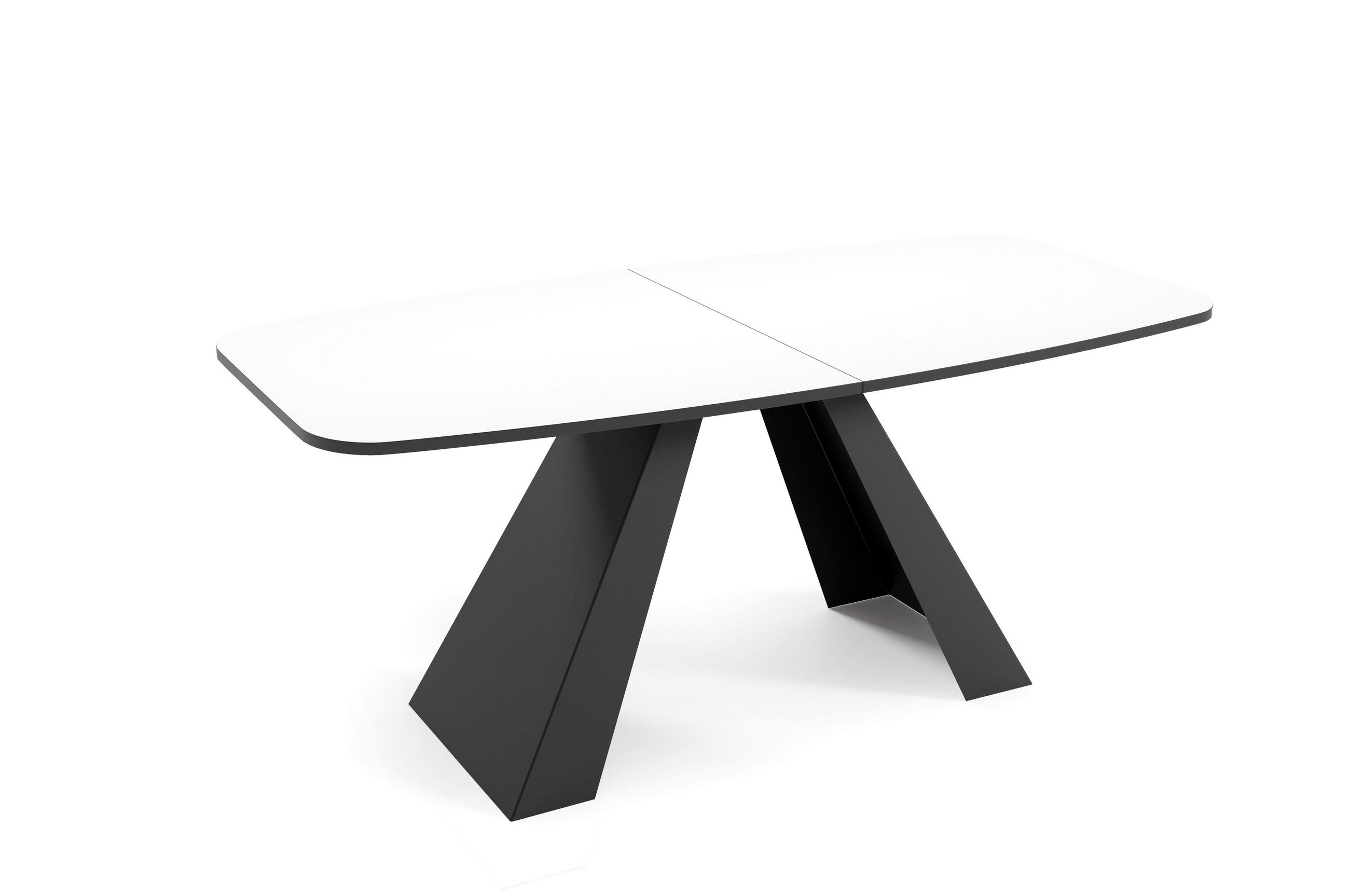 ESSTISCH Myron - Schwarz/Weiß, Holzwerkstoff/Metall (80/160/76cm) - Meblini
