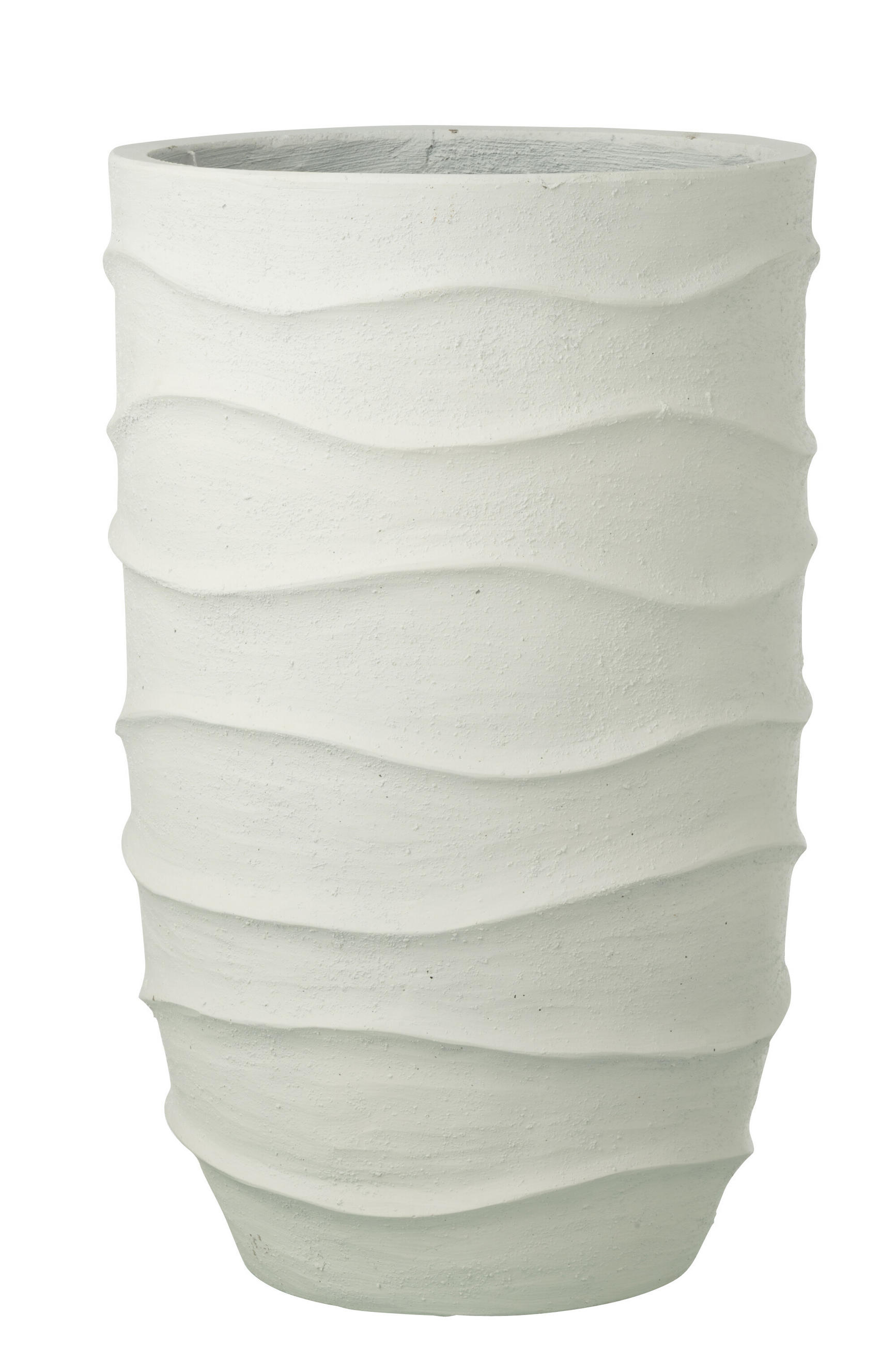 BLUMENTOPF WELLE + AUßENBEREICH SAND Weiß - Weiß, Stein (33.5/53.5cm) - J-Line