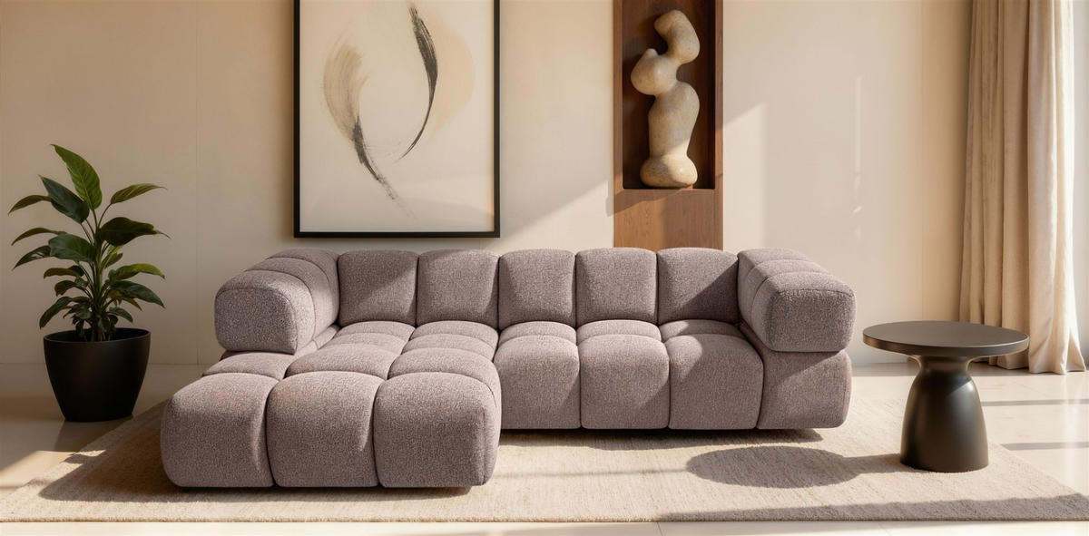 ECKSOFA Blanche In Puente - Violett, Holzwerkstoff/Textil (280/150cm) - Fun Möbel