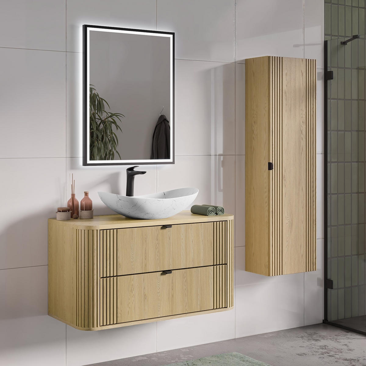 WASCHBECKENUNTERSCHRANK Cremona 2 Schublade Eiche - 100 x 46 x 54 cm - Eichefarben, Holz (100/54/46cm) - Badplaats