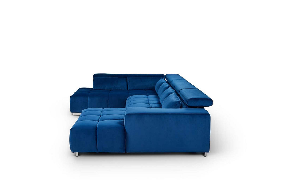 DAVID Ecksofa aus Echtleder – Elegantes Schlafsofa mit Bettkasten und Schlaffunktion - Chromfarben/Dunkelgrau, Leder/Metall (25.4/16.7cm) - Cotta