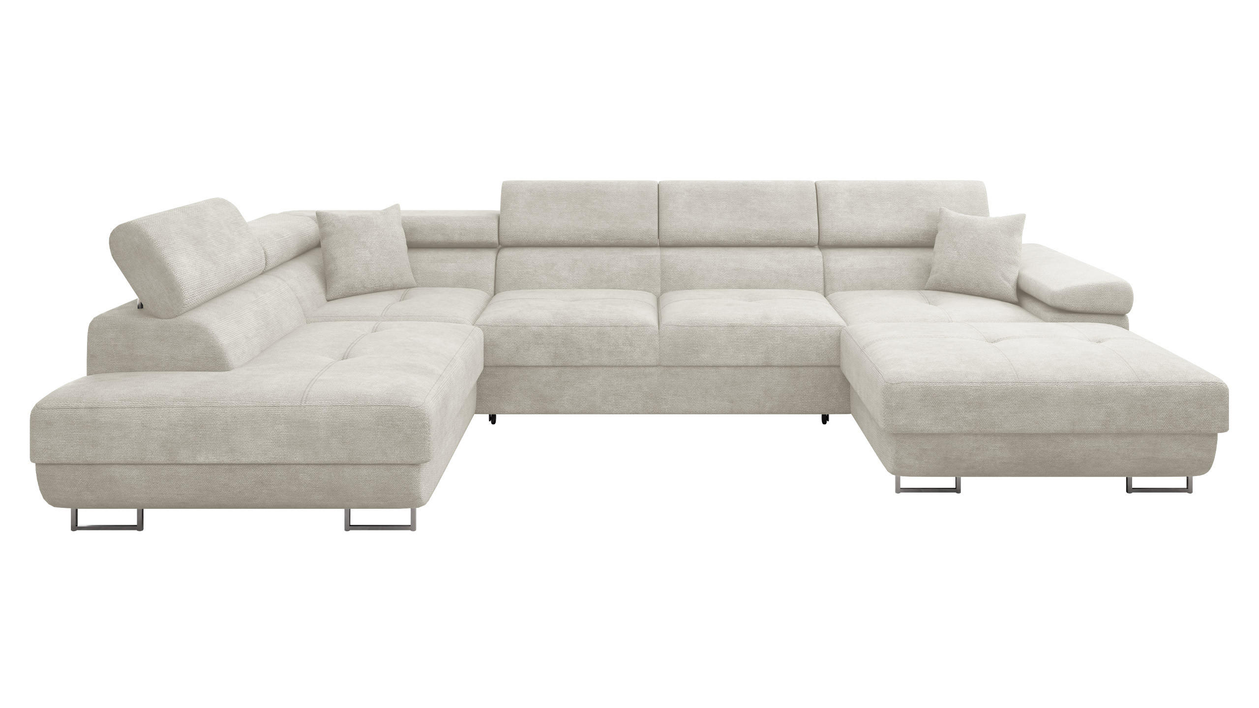 WOHNLANDSCHAFT Torezio Bis, Seite: Links - Creme, Holz/Textil (346/90/203cm) - MIRJAN24