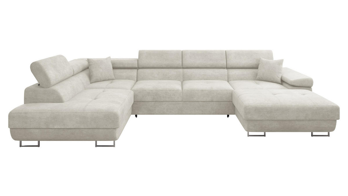 WOHNLANDSCHAFT Torezio Bis, Seite: Links - Creme, Holz/Textil (346/90/203cm) - MIRJAN24