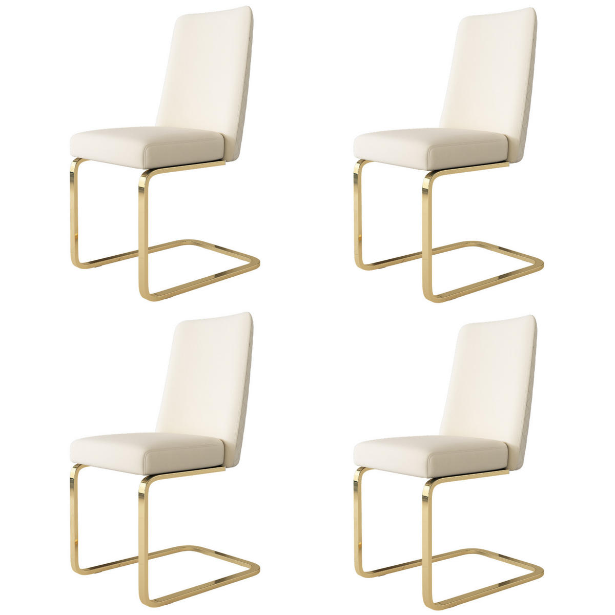 ESSZIMMERSTUHL 4er Set Samt Diamant Beige Gold Metallbeine - Beige, Textil (49.5/91/46cm) - FLIEKS