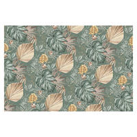 FOTOTAPETE Große Blätter mit Rosen vor Grün 432/290 cm - Grün, Papier (432/290cm) - Bilderwelten