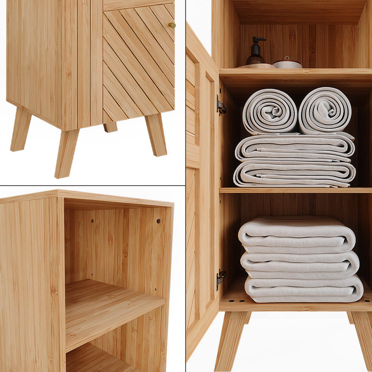 MIDISCHRANK Lucie Bambus 40 x 124 cm - Grün, Holzwerkstoff (40/124/36cm) - Vicco