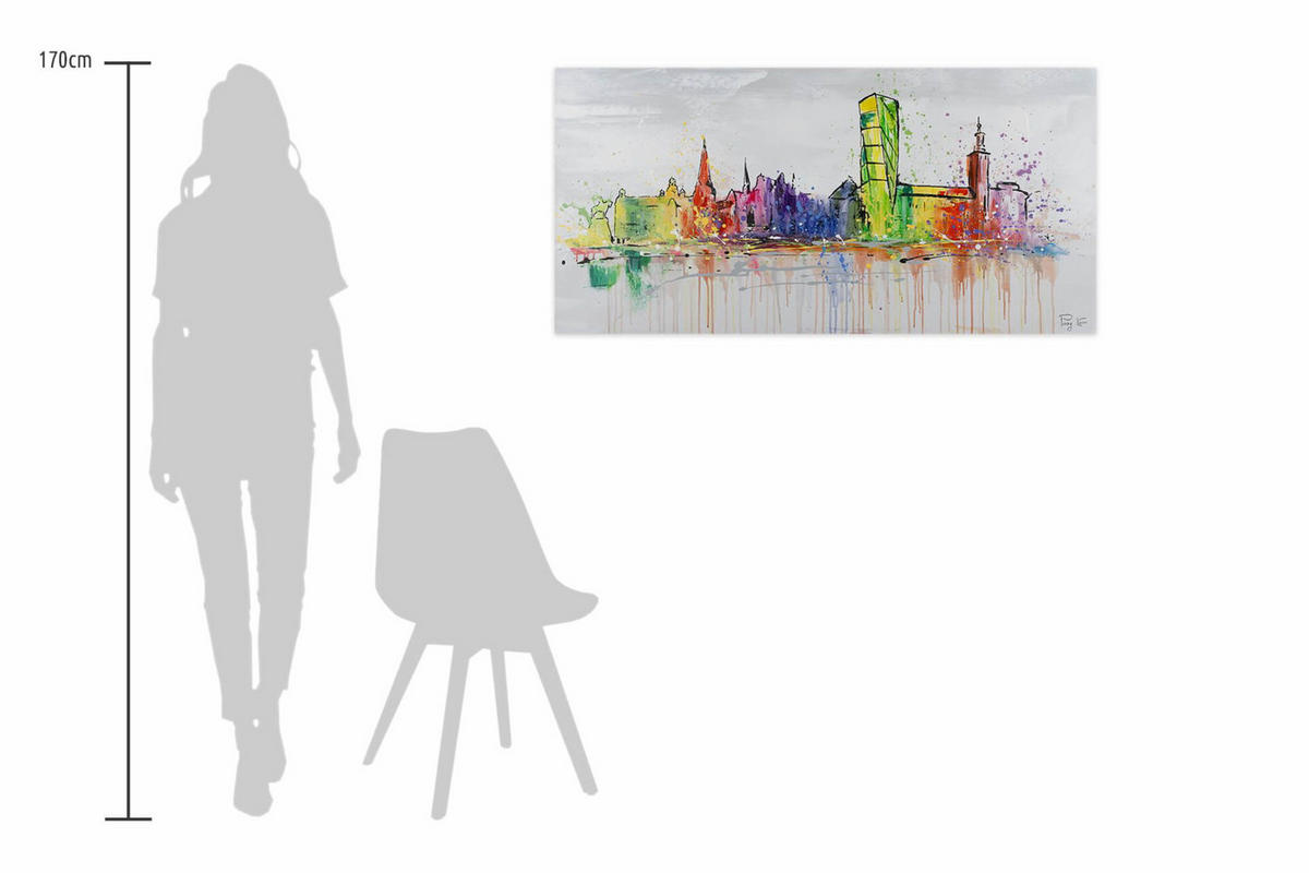 ACRYLBILD HANDGEMALT 120/60 cm - Multicolor/Grau, Holz/Textil (1.7/60cm) - KUNSTLOFT