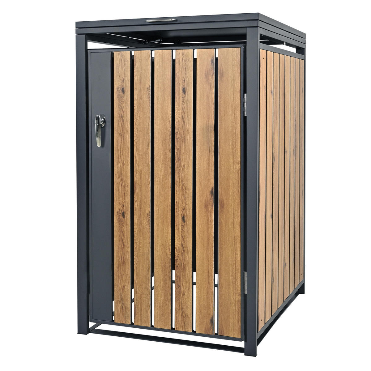 MÜLLTONNENBOX 1er Anthrazit-Eichenoptik - Dunkelbraun, Metall (80/116.3/68cm) - ML-DESIGN