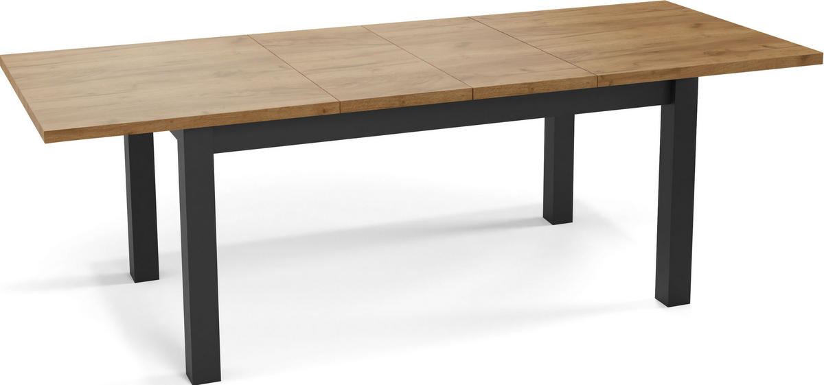 ESSTISCH Davidof rechteckig ausziehbar, Wotan Eiche 160-240/90/76 cm - Eiche Wotan/Schwarz, Holz/Holzwerkstoff (160/90/76cm) - WFL GROUP