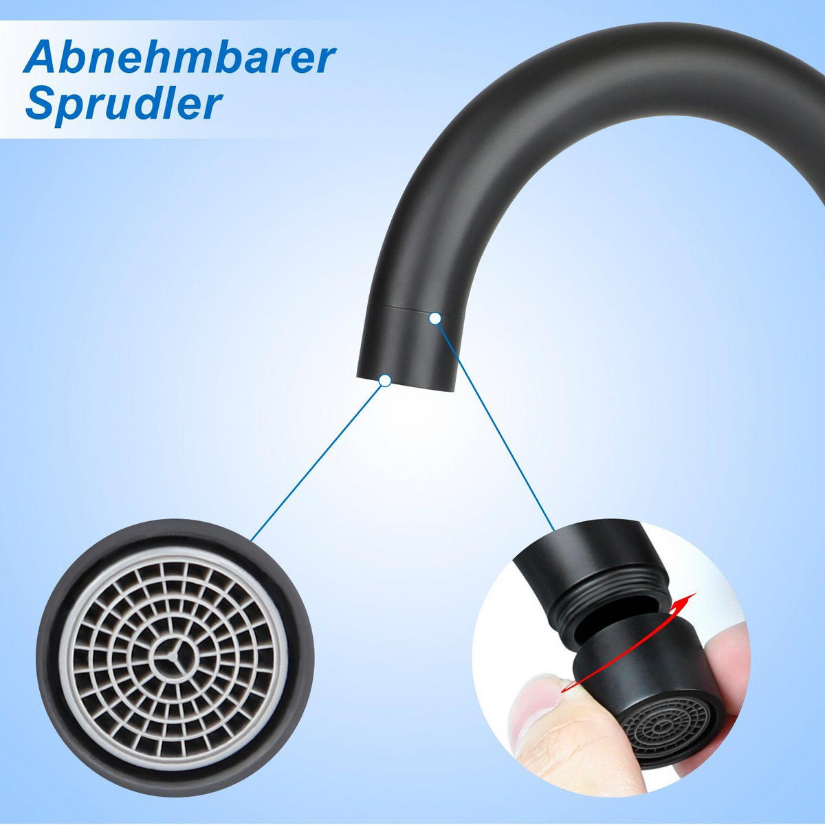WASCHTISCHARMATUR Flutisf 4/24/13 cm - Schwarz, Metall (4/24/13cm) - ZMH
