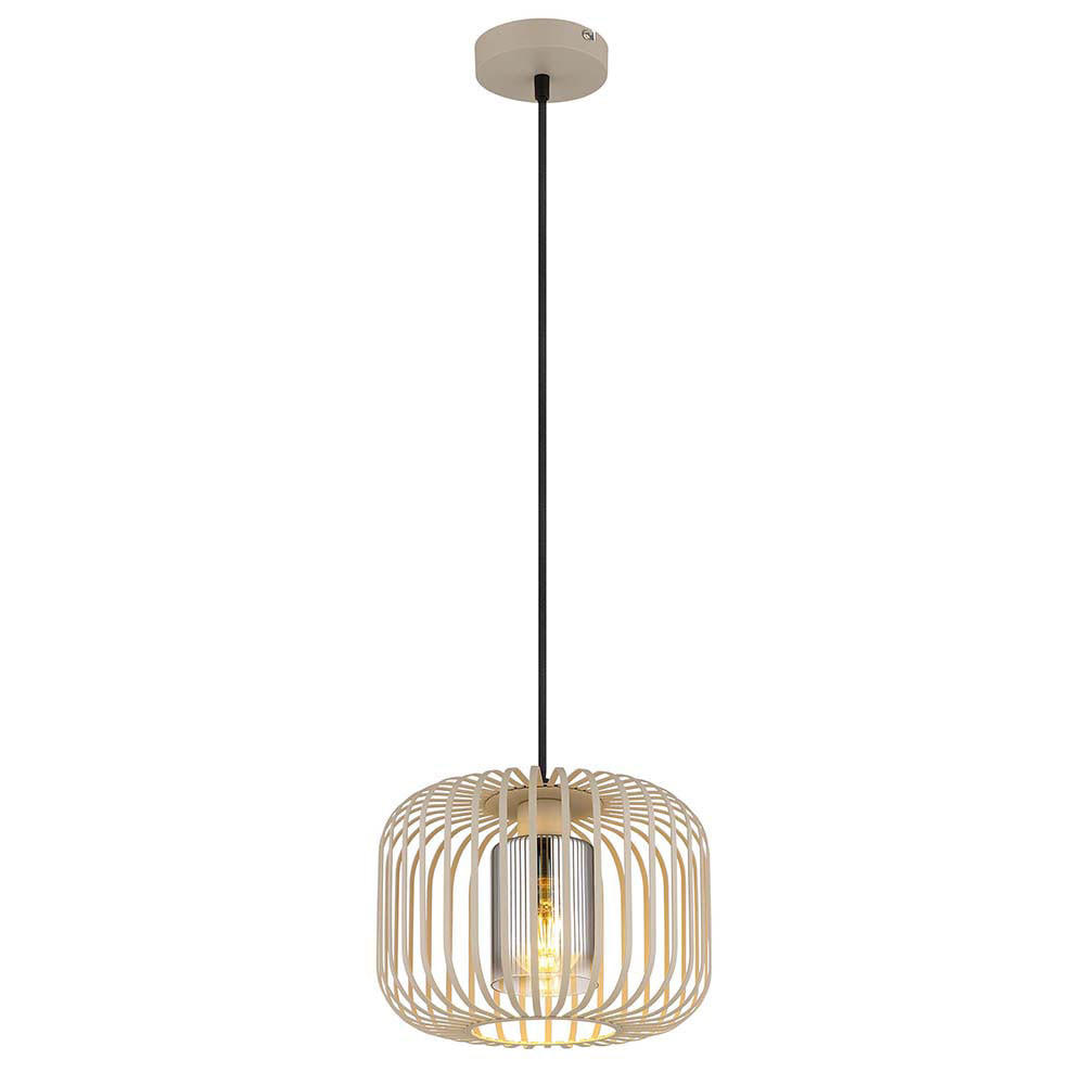 LED HÄNGELEUCHTE ALFRED Metall Beige Rauchfarbe - Beige, Glas (28/28/120cm) - Globo Lighting